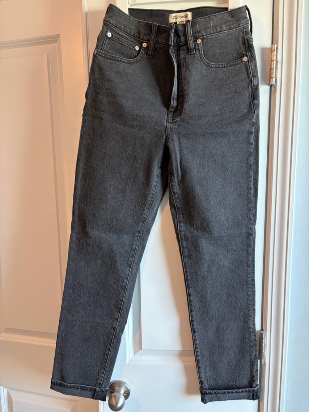 Madewell Charcoal Black High-Rise Straight Leg Jeans